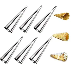 Cono de cuerno de crema de acero inoxidable, forma de pastel de Metal, utensilios para hornear para Cannoli