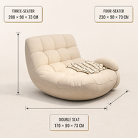 Fauteuil de sol capitonné en bouclette crème, chaise longue basse avec couverture à motif quadrillé, pour salon, vente en gros, direct usine