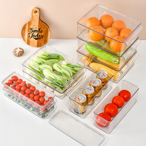 Acrylic fridge food storage with removable lid kitchen refrigerator organizer bins box container