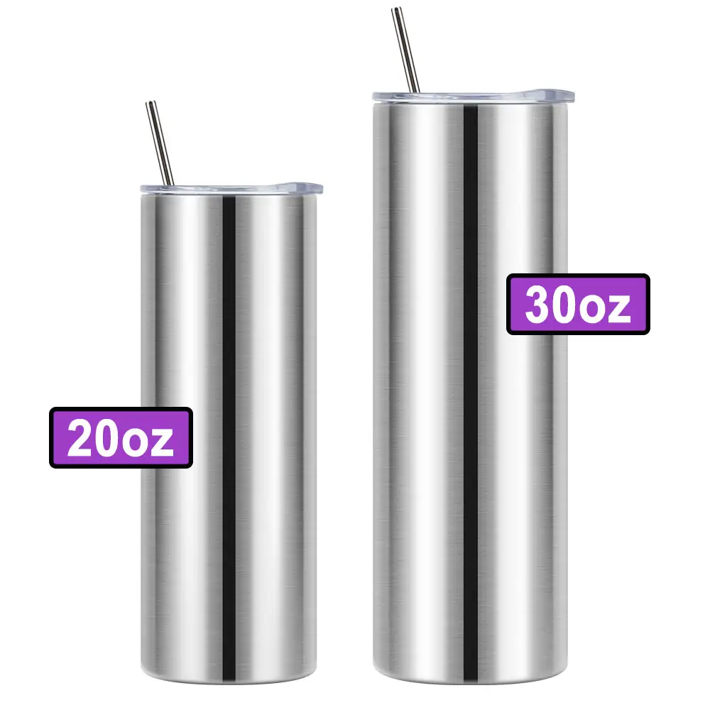 Wholesale stainless steel 20oz matte sublimation blanks skinny tumbler with lid and straw