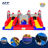 Château gonflable commercial AirFunPro rouge en forme de dinosaure, structure gonflable combinée avec matériau PVC, capacité de 10 personnes et installation facile