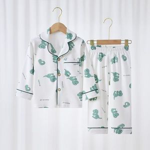 Nuovi Set <span class=keywords><strong>Pigiama</strong></span> Antibatterici con Stampa Animalier per Ragazzi e Ragazze 2025, Modello Lungo, 100% Cotone, Morbidi e Traspiranti, Abbigliamento per Casa - Product Image 2