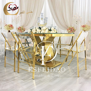 Chaise pliante moderne en acrylique pour salle à manger et mariage, avec cadre en acier inoxydable et assise en plastique transparent - Product Image 6