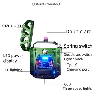 Kim loại cơ khí kép ARC xung Loại-C sạc nhẹ hơn với COB Illuminator Thuốc lá nhẹ hơn - Product Image 4