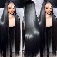 Peluca de Cabello Humano Indio Virgen con Encaje HD, Cabello Humano 100% sin Pegamento con Cutícula Alineada, Pelucas con Frente de Encaje para Mujeres Negras