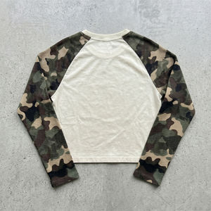New Arrival Custom <b>Waffle</b> Camo Raglan Long Sleeve Crew Neck Color Block Mens T <b>Shirt</b> - Product Image 3