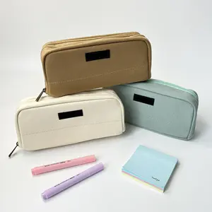 대용량 성인 펜 메이커 연필 파우치 사무실 주최자 간단한 내구성 다기능 면 캔버스 연필 가방
