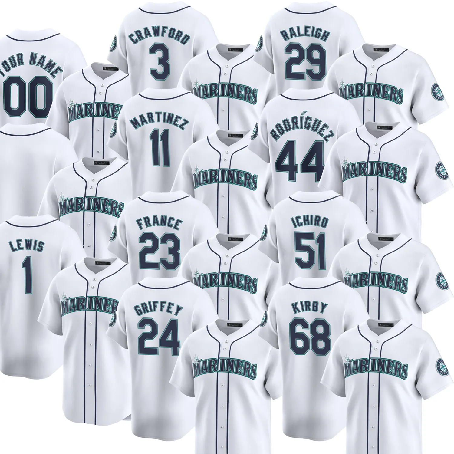 Camisa de beisebol branca para homens, camisa limitada para Seattle Mariners Home, seleção personalizada aceita para 2024