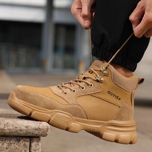 Geniş Çelik Burunlu İş Güvenliği Botları Mikrofiber Üst Kısım Erkek İş Botları Kaymaz Aşınmaya Dayanıklı Darbe Emici Depo Botları - Product Image 4