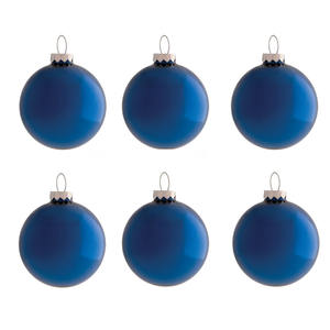 LOT DE 6 BOLLES EN VERRE, DIAM. 10CM, COULEUR BLEU MARINE BRILLANT - Product Image 1