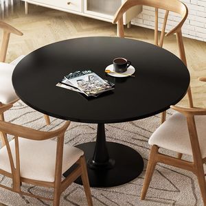 Jixing Wholesale Black Round 42.1" Dining <strong>Table</strong> With MDF Top and Pedestal Base <strong>Tulip</strong> Mid-century Leisure Dining <strong>Table</strong> - Product Image 2