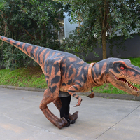 Costume de dinosaure T-Rex réaliste à plumes, avec jambes visibles, léger, flexible, taille personnalisable pour centres commerciaux et salles de jeux