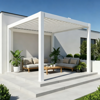 Elektrische Bioklimatische Aluminium-Pergola Wasserdichtes Verstellbares Lamellendach Outdoor-Pavillon für Poolbereich Pulverbeschichtet mit LED