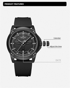 NAVIFORCE 8031 <span class=keywords><strong>BWB</strong></span> Tout Noir Grand Cadran Vente en Gros Usine Pas Cher Quartz Hommes Montres-Bracelets Garçon Cadeau Logo Personnalisé OEM montres hommes - Product Image 5