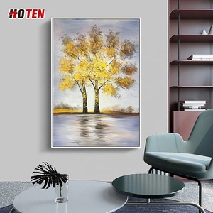 Grande pittura astratta <span class=keywords><strong>su</strong></span> misura albero dorato dipinto a mano olio <span class=keywords><strong>su</strong></span> <span class=keywords><strong>tela</strong></span> arredamento moderno unico per sala da pranzo - Product Image 3