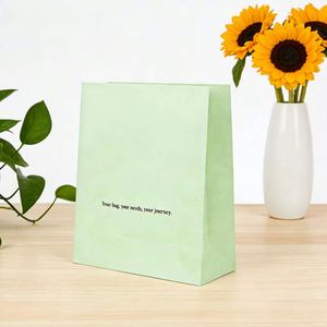 Custom Green Recycled Handle-free Eco-friendly Kraft Paper Shopping <b>Bags</b>, Suitable for Food, Small Accessories, and Other Uses. - Product Image 4