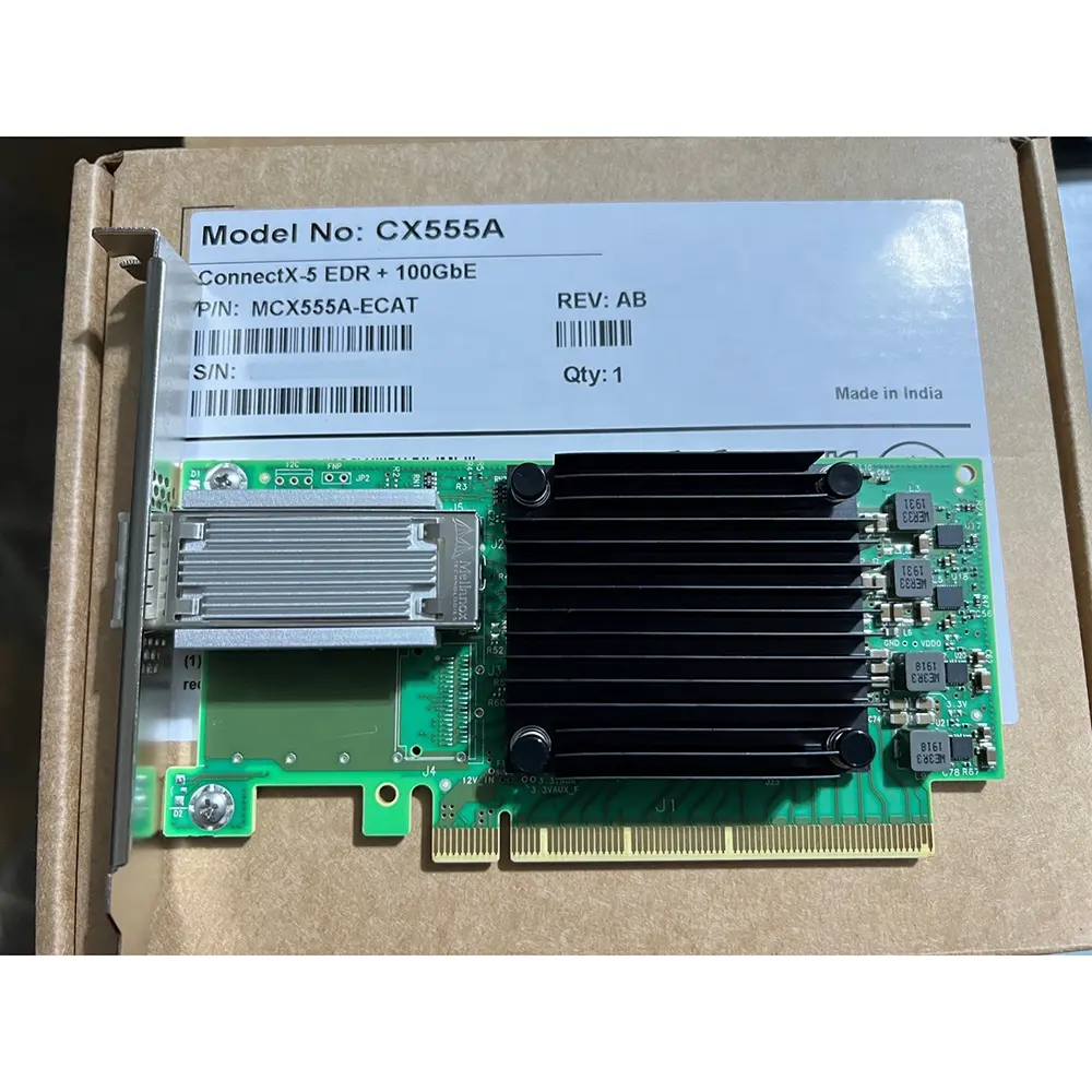 New NIC CX555A MCX555A-ECAT ConnectX-5 EDR+100GbE 100Gb/s Single Port Network Card Works Perfectly Fast Ship High Quality