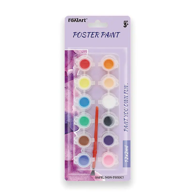 Оптовая Продажа нетоксичных 2 мл 12 цветов Детский рисунок моющийся плакат набор красок