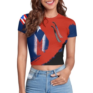 T-shirt Corta Aderente Sexy Personalizzata con Stampa della Bandiera di Porto Rico, Rana Coqui, Taino, Boricua, Produzione su Richiesta - Product Image 4