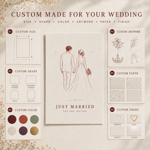 Carte d'invitation <span class=keywords><strong>de</strong></span> <span class=keywords><strong>mariage</strong></span> à motif dessiné à la main, carte plate, illustration personnalisée, finition papier pour cérémonie <span class=keywords><strong>de</strong></span> <span class=keywords><strong>mariage</strong></span> et invitation à la fête - Product Image 6