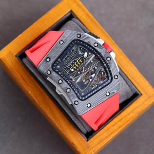 Men's <b>Black</b> Carbon Fiber Stainless Steel Tourbillon Luxury Personalized Analog <b>Watch</b> Rubber Strap Sapphire Mirror Designer - Product Image 2