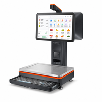 Mesin Kasir POS Timbangan AI Checkout Layar Sentuh Kapasitif 15,6 Inci Timbangan 15kg Printer 58mm Bluetooth/Wi-Fi Windows