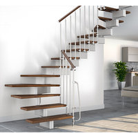 Escalier intérieur moderne en bois massif sur mesure avec rampe pour villa