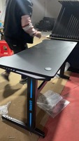 Escritorio de Computadora de Madera Tipo Z de Estilo Moderno, Rojo y Negro, Desmontable, Mesa de Oficina, Mesa de Juegos, Mesa Extensible para Portátil, Oficina en Casa, Fábrica