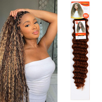 Rambut Crochet Deep Wave Gaya BOHO Single Weft Serat Tahan Panas 24 inci 28 inci Ekstensi Kepang Sintetis Ocean Wave