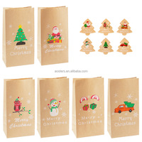 Sacs en papier de luxe pour cadeaux de Noël avec logo personnalisé, en papier kraft recyclable, avec poignées en ruban