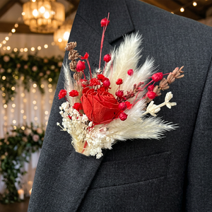 Bouquet de fleurs artificielles en forme de cœur, herbe de la pampa, rose en velours, pour la Saint-Valentin, mariage, décoration de fête - Product Image 1