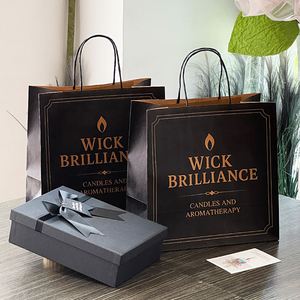Custom Biodegradable Black Kraft Paper Bags With Handle Custom Take Out to Go Takeaway Fast Food Packaging Restaurant Paper Bags - Product Image 2