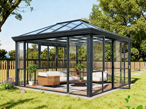Véranda moderne sur pied avec cadre en aluminium et toit incliné pour villa, <span class=keywords><strong>solarium</strong></span> résidentiel, hôtel, parc, maison vitrée - Product Image 2