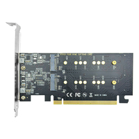 PCI-Express X16 ke M.2 Dual-port NVMe SDD adaptor Hard Disk PCIE4.0, kartu ekspansi kecepatan penuh untuk komputer Desktop