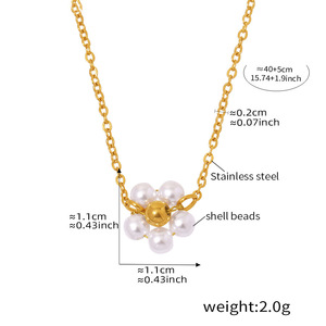 สร้อยคอดอกไม้มุกที่ขายดีที่สุดสำหรับผู้หญิงเครื่องประดับทอง18K และสแตนเลสชุบด้วยไฟฟ้าสร้อยคอไข่มุกแฟชั่น - Product Image 6