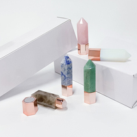 Bouteille à rouler en cristal de rose avec pierres précieuses naturelles uniques Bouteille d'huile essentielle à rouleau facile à transporter