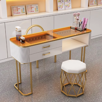 Table de manucure en marbre aux dimensions personnalisées avec armoire de rangement Design moderne Salon de beauté pour