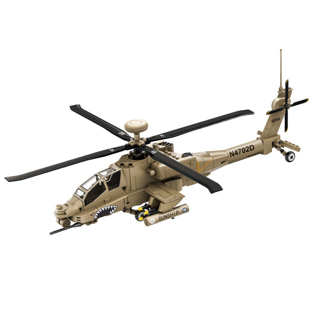 AH-64 Apache Helicopter DIY Customized Plastic Building Blocks Set for Creative Gift and Collectible Display