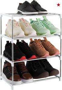 Armoire à chaussures moderne en plastique PP et tube de fer, porte-chaussures à 5 niveaux - Product Image 4