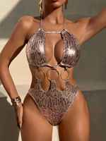 Maillot de bain monokini Monday Wear à imprimé serpent, dos nu, coupe haute, avec anneau métallique et découpes, pour carnaval, personnalisable en gros, Crop Over Grand Kadooment