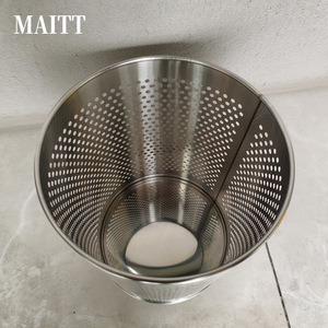 Perforated trash can, <b>mesh</b> wastepaper <b>basket</b>, stainless steel hollow sanitary bin, bathroom/sauna trash can with holes - Product Image 3