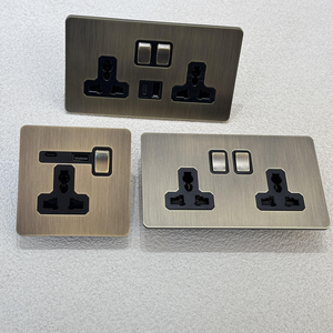 LangYeao Wand montage Retro-Stil Licht Kippschalter Hotel Edelstahl UK EU-Buchsen USB Typ-c Grün Bronze für Zuhause - Product Image 5