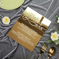 Acrílico de espejo dorado de 3mm Simple personalizado con detalles de plato de lámina blanca para Barra de boda, menú de barra de boda, bebidas de firma