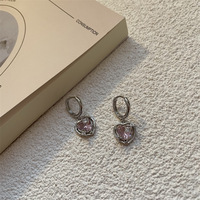 Go Party délicat 925 aiguille en argent rose zircone cubique anneaux d'oreille étoile boucle d'oreille amour coeur pendentif boucles d'oreilles pour femmes
