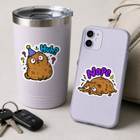 Autocollants personnalisés amusants en forme d'animaux (chats), découpés, en vinyle imperméable, autocollants adhésifs pour ordinateur portable, bouteille d'eau, coque de téléphone