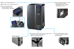 Delta 55kW 3Phase 480V C2000Plus 380V 75HP IP55 Rated High Torque Inverter for Large Conveyor and Winding <b>Machine</b> - Product Image 2