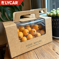 Caja de Regalo Portátil para Naranjas LYCAR, Empaque de Frutas en Papel Kraft con Ventana, Asa e Impresión de Logotipo Personalizado