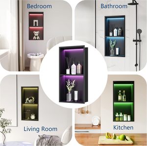 Lampe murale encastrée <span class=keywords><strong>LED</strong></span> noire moderne en acier inoxydable, anti-traces de doigts, installation encastrée – Meilleure vente - Product Image 6
