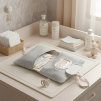 Pochette à couches en coton avec logo personnalisé, étui pour lingettes humides, grande capacité, trousse de toilette