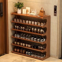 Étagère à chaussures en bambou à 6 niveaux avec étagère supérieure, grande capacité, organisateur de rangement pour chaussures, pour entrée, couloir, étagère à chaussures autoportante